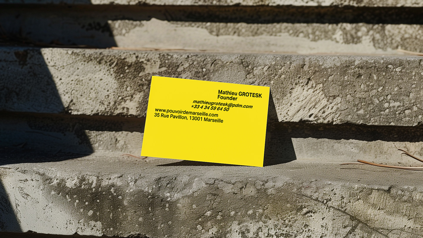 Mockup of the business card for the PDM branding project